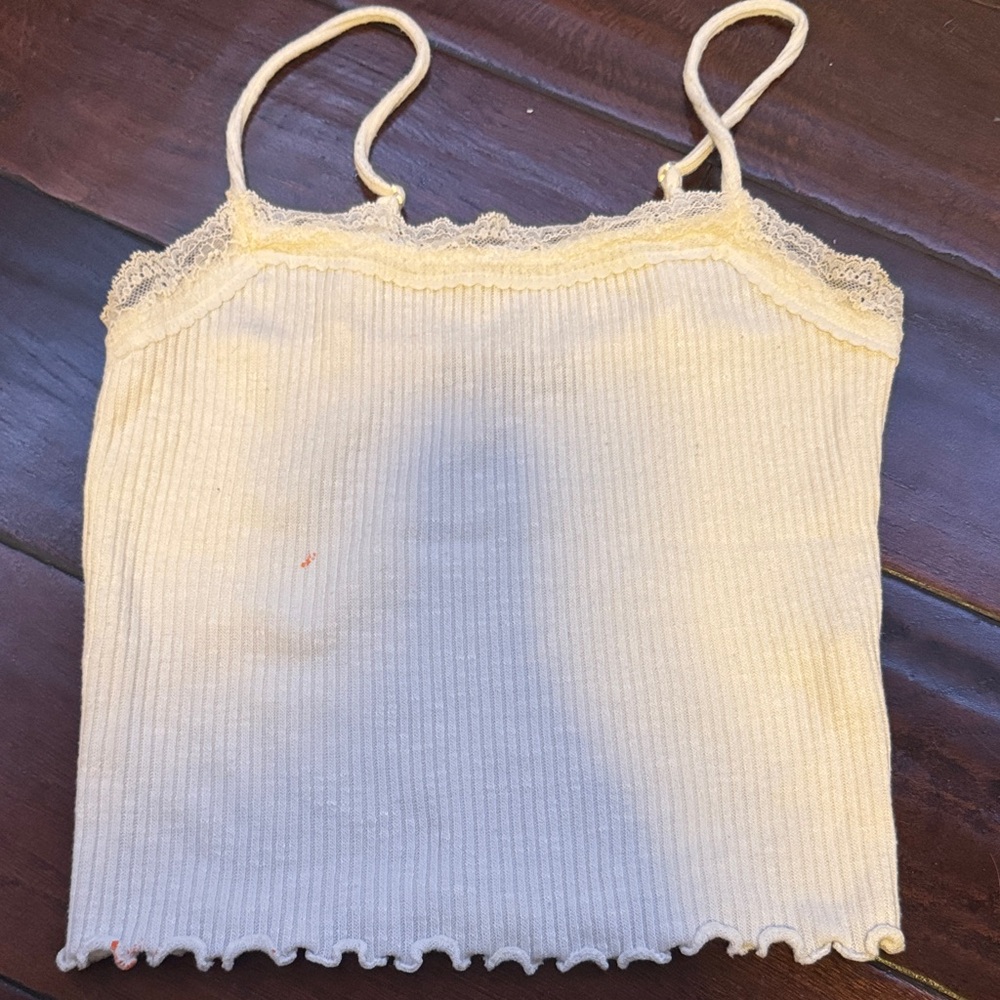 Ivory Lace-Trimmed Ribbed Camisole